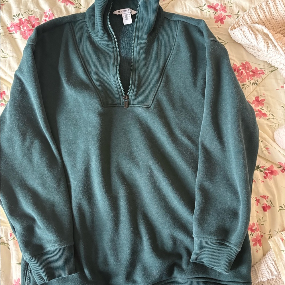 Athleta Forest Green Zip-Up Sweater